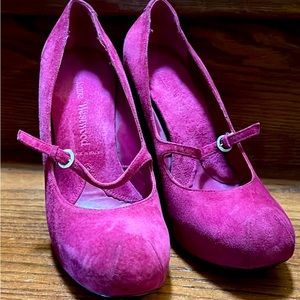 Used Vivienne Westwood Suede, Fuchsia Mary Jane’s in size 38